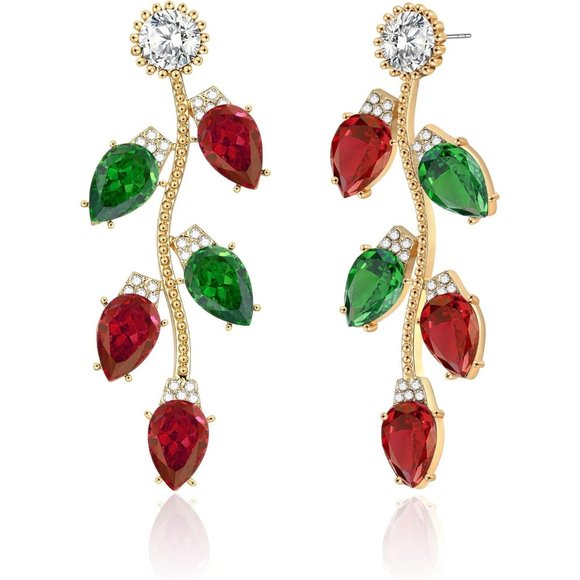 Gingerbread man garland deer colorful light bulbs Earrings Christmas Decoration - Picture 1 of 8